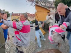 Antikonfliktný tím na mítingu Matoviča zrazil seniora k zemi, po kritike skončil na polícii